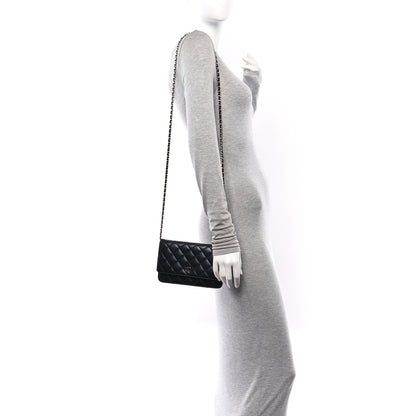 Chanel Lambskin Quilted Wallet On Chain WOC Black 2 of 13