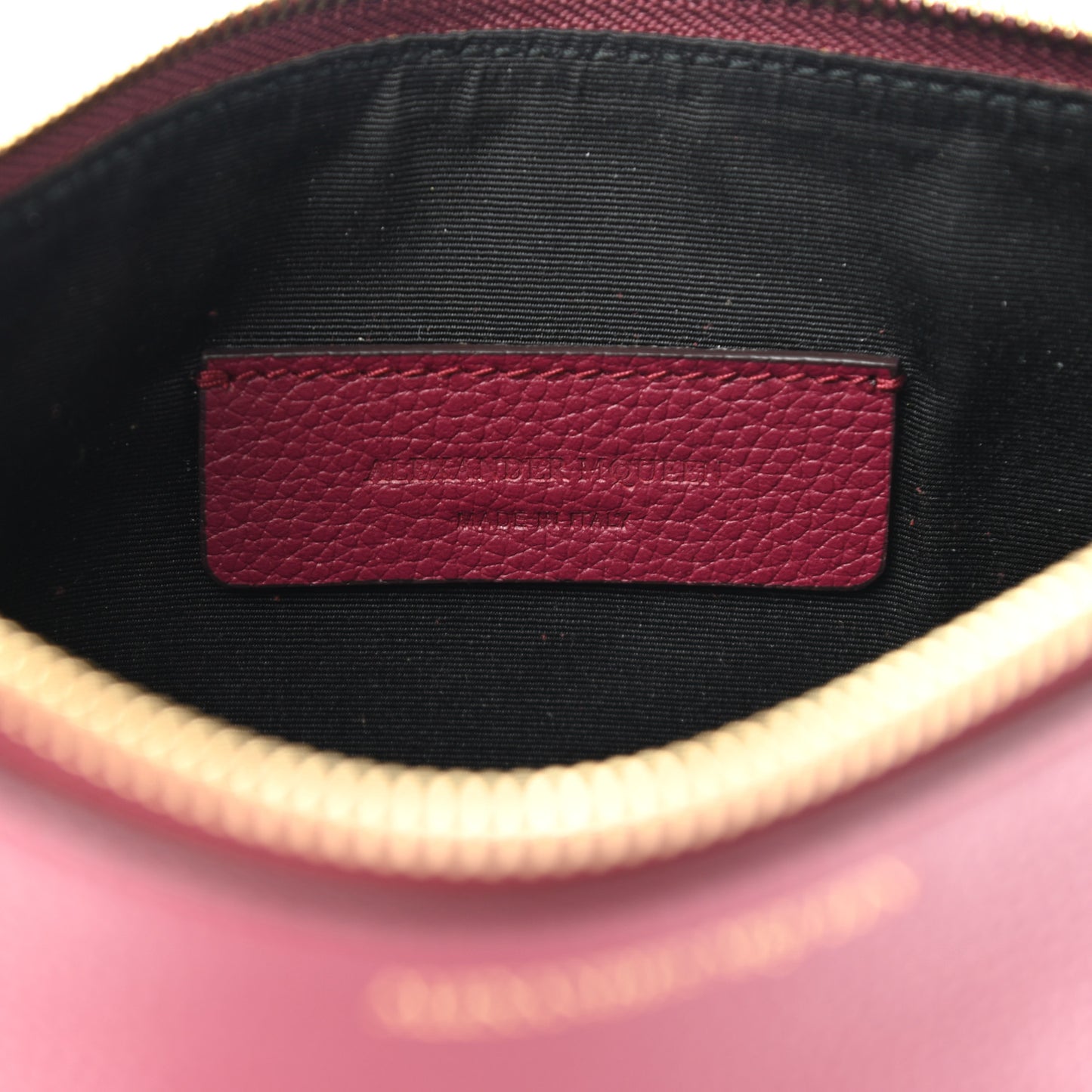 Calfskin Skull Zip Pouch Red