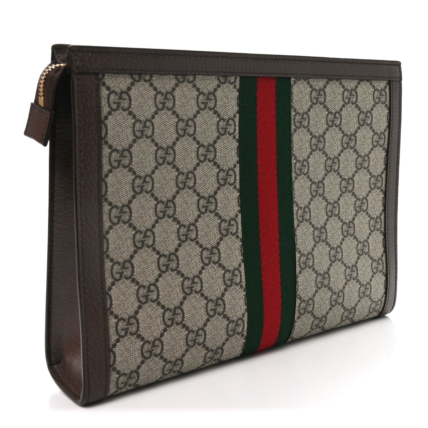 GG Supreme Monogram Web Ophidia Pouch Brown