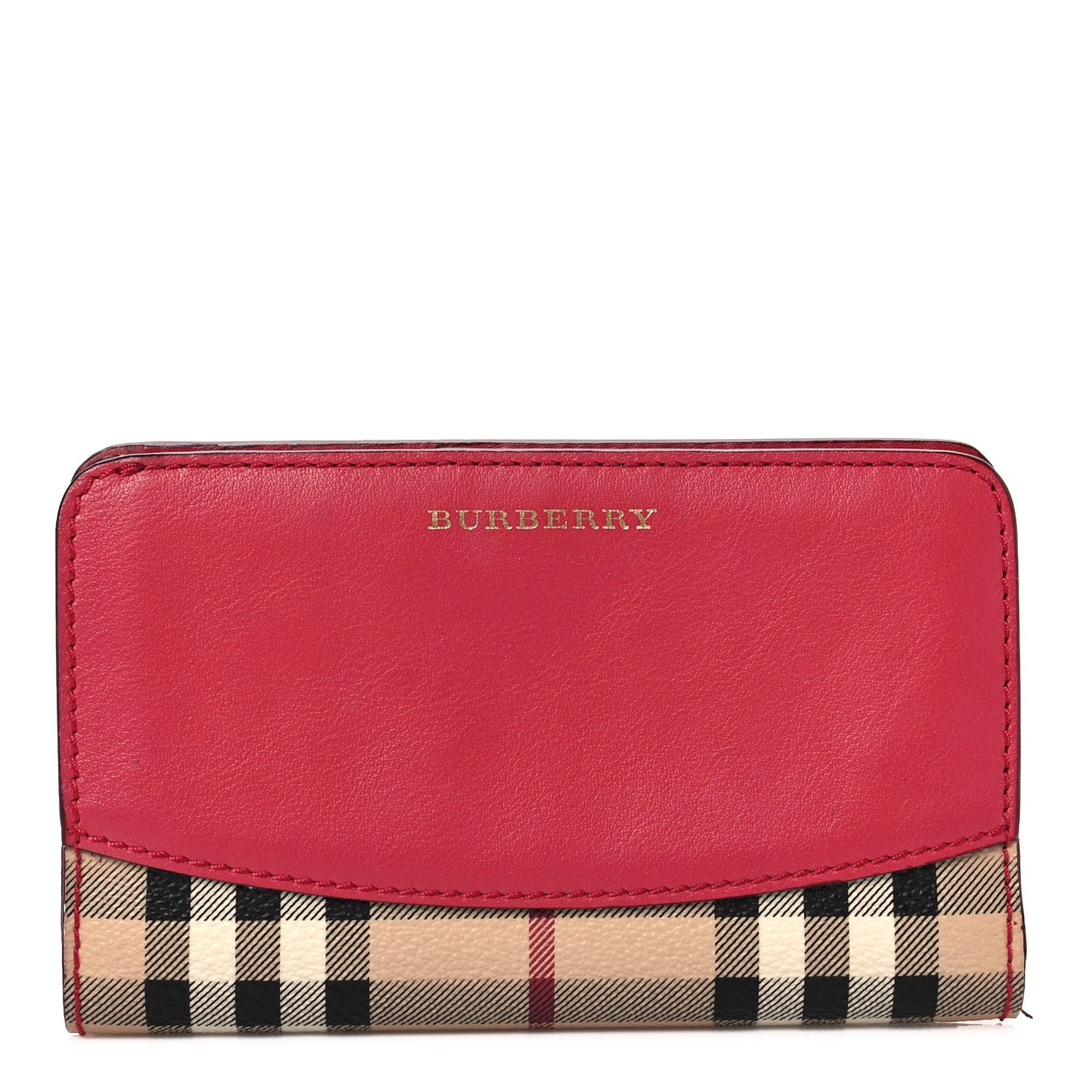 Haymarket Check Leather Zip Around Wallet Red