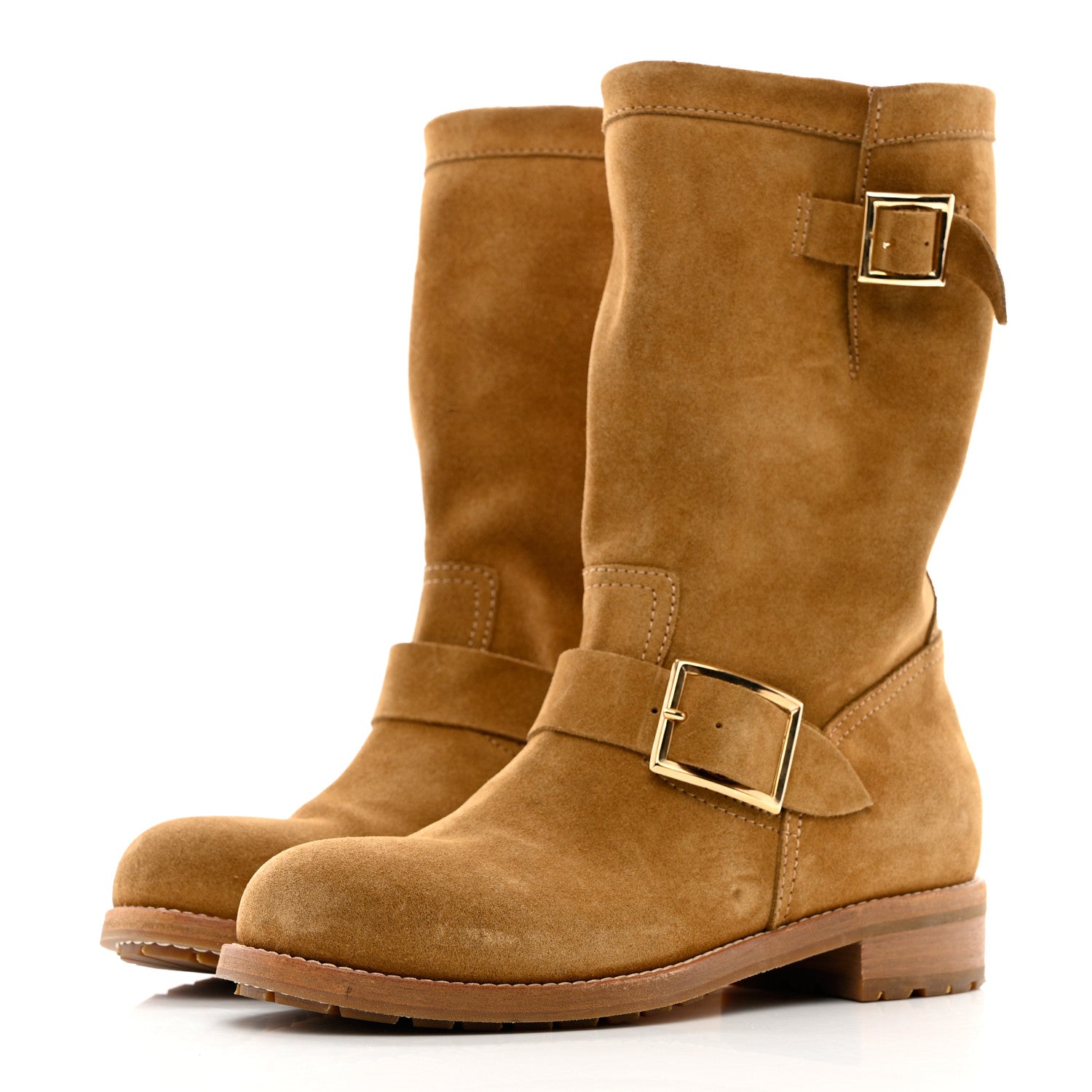 Jimmy Choo Suede Biker Boots 36.5 Tan 3 of 11