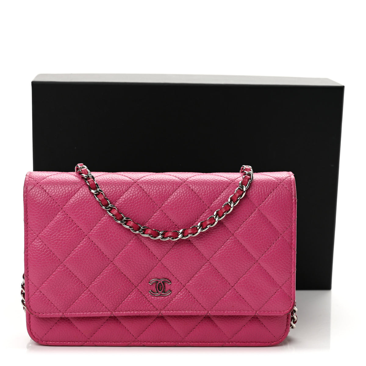 Chanel Caviar Enamel Quilted Wallet On Chain WOC Pink 14 of 14