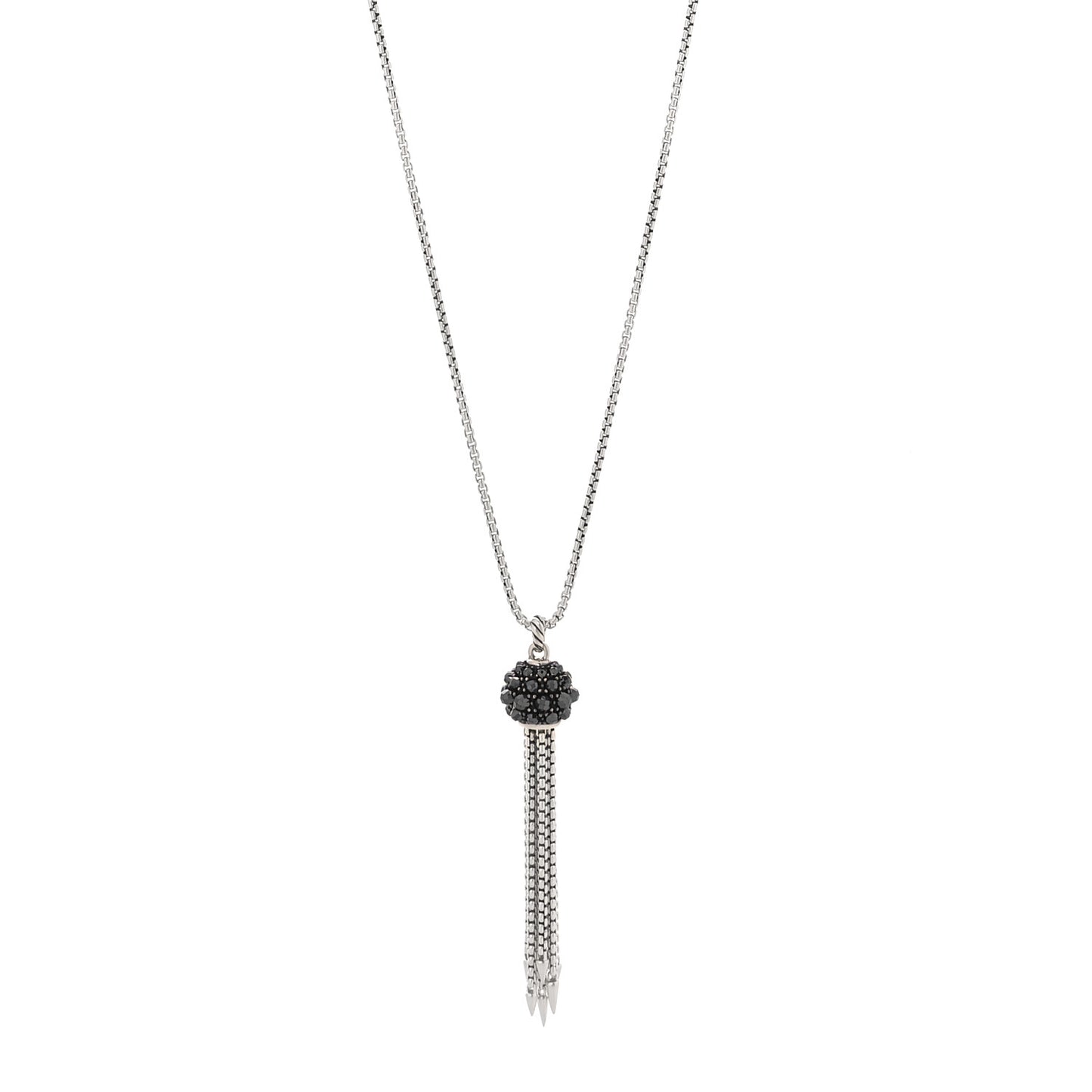 Sterling Silver Hematine Cable Berries Tassel Pendant Necklace