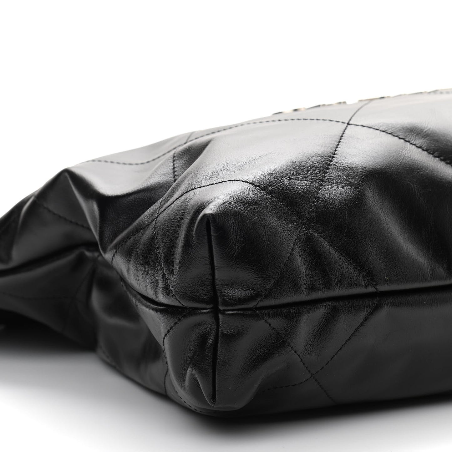 Shiny Calfskin Quilted Small Chanel 22 Black