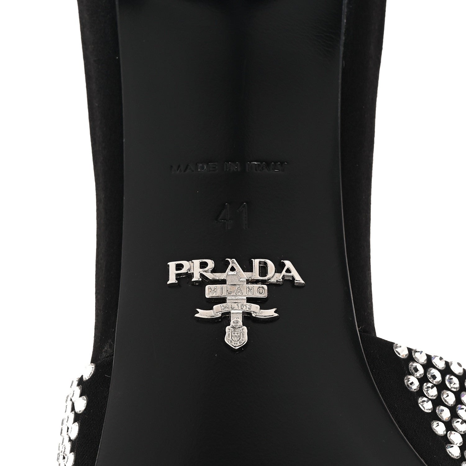 Prada Satin Crystal Logo 65mm Slide Sandals 41 Cristal 6 of 8
