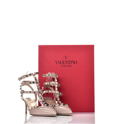 Valentino Garavani Patent Nappa Rockstud Ankle Strap 65mm Pumps 38 Poudre 8 of 8