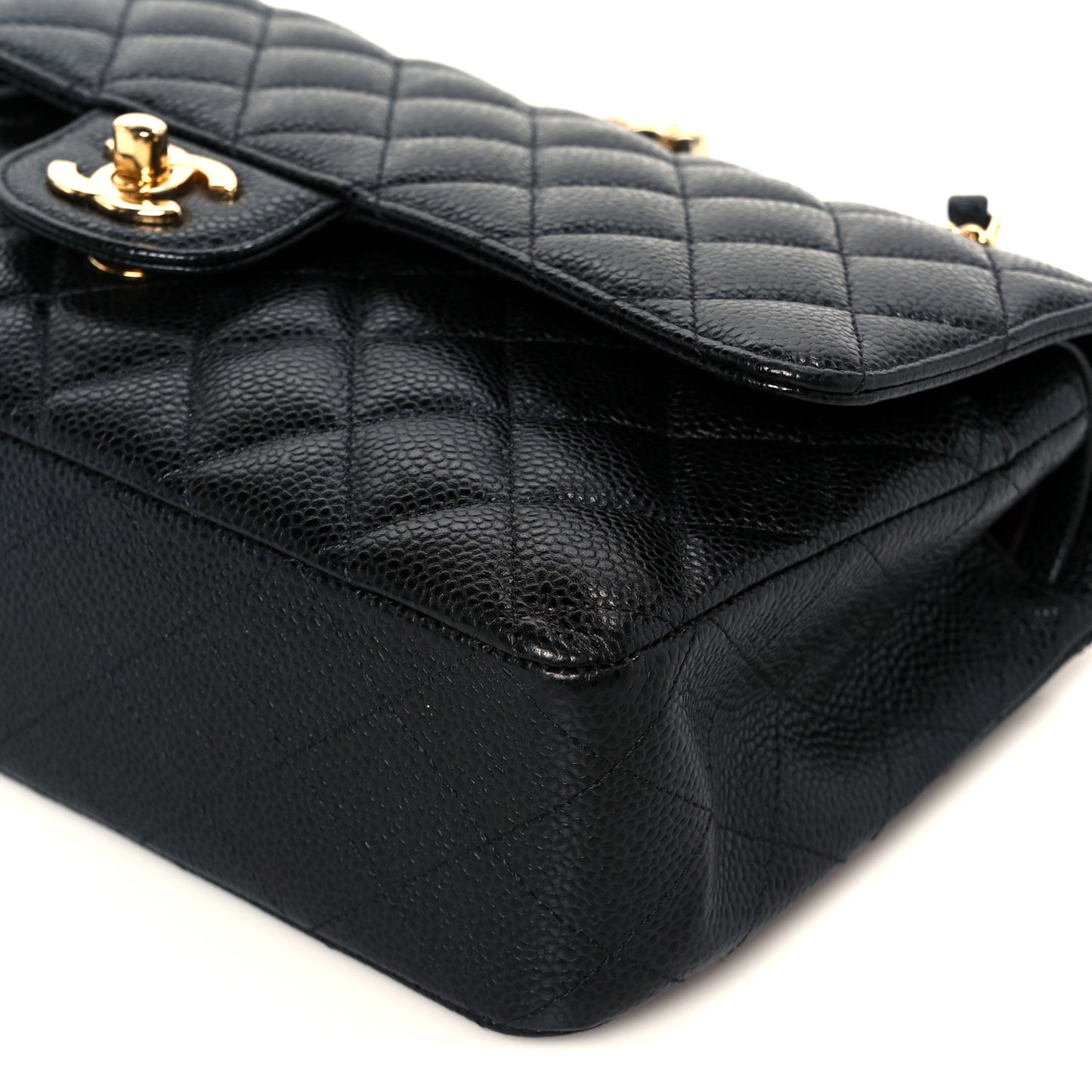 Caviar Quilted Medium Double Flap Black