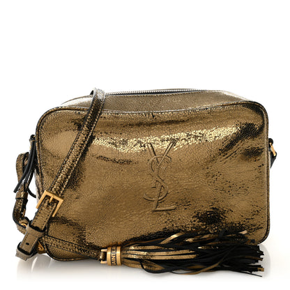 Saint Laurent Calfskin Lame Monogram Small Lou Camera Bag Gold Olive 1 of 10
