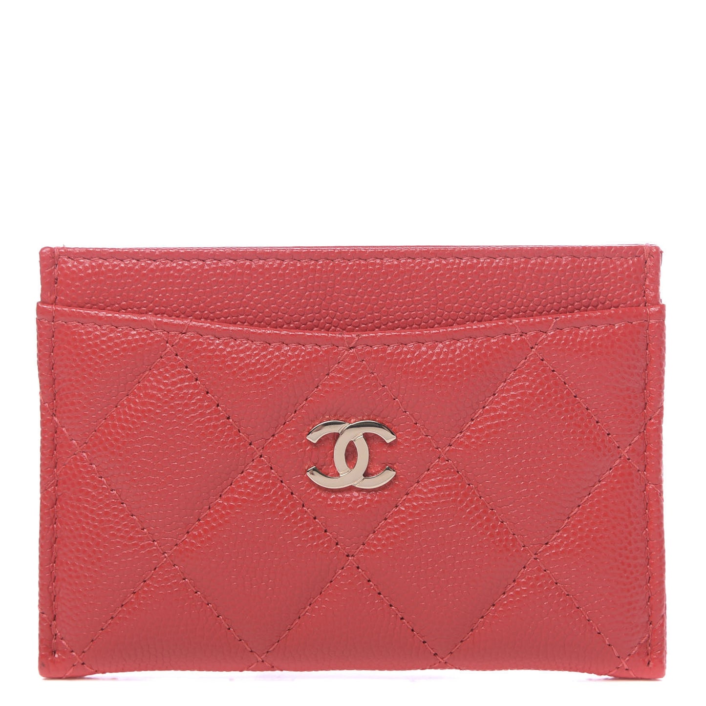 Caviar Quilted Card Holder Red