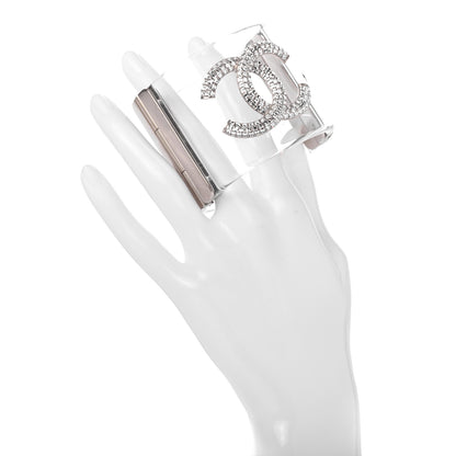 Chanel Lucite Baguette Crystal CC Cuff Transparent Silver 2 of 4