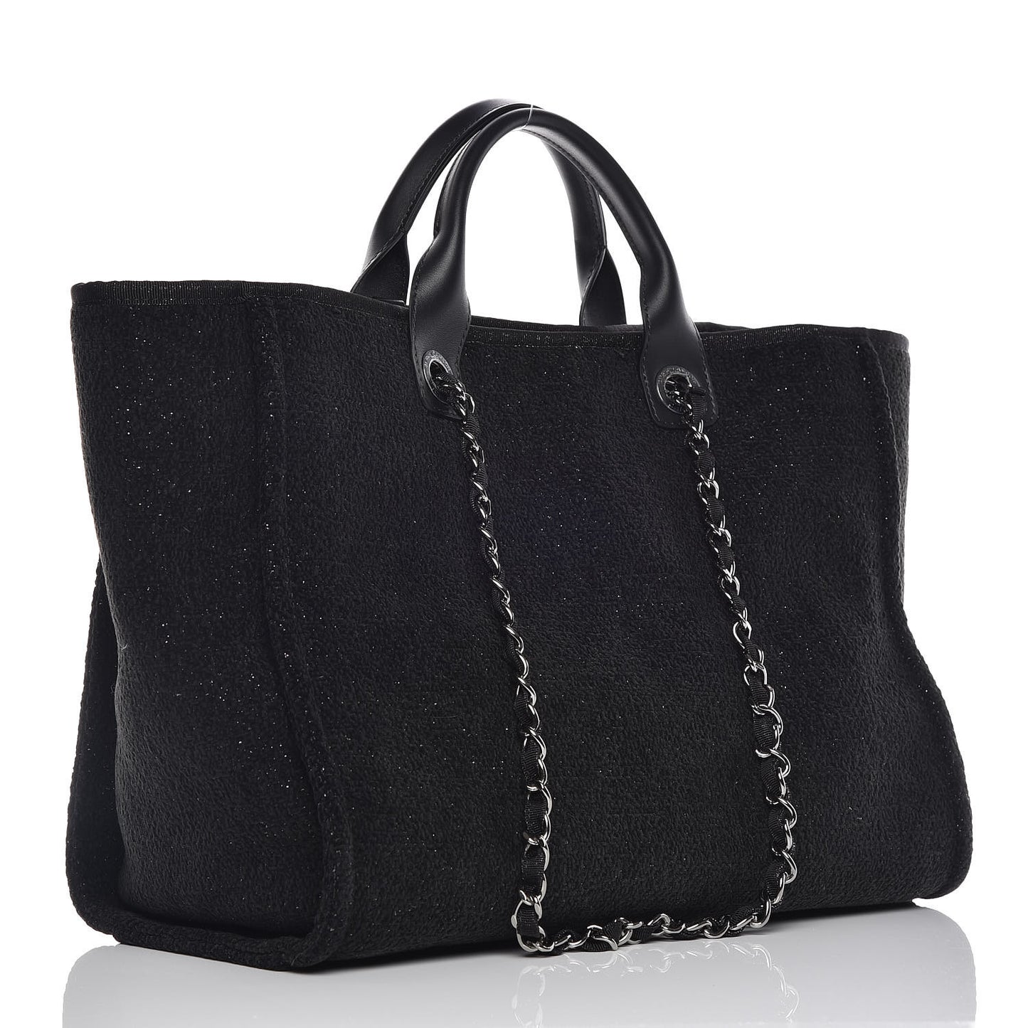 Lurex Boucle Medium Deauville Tote Black