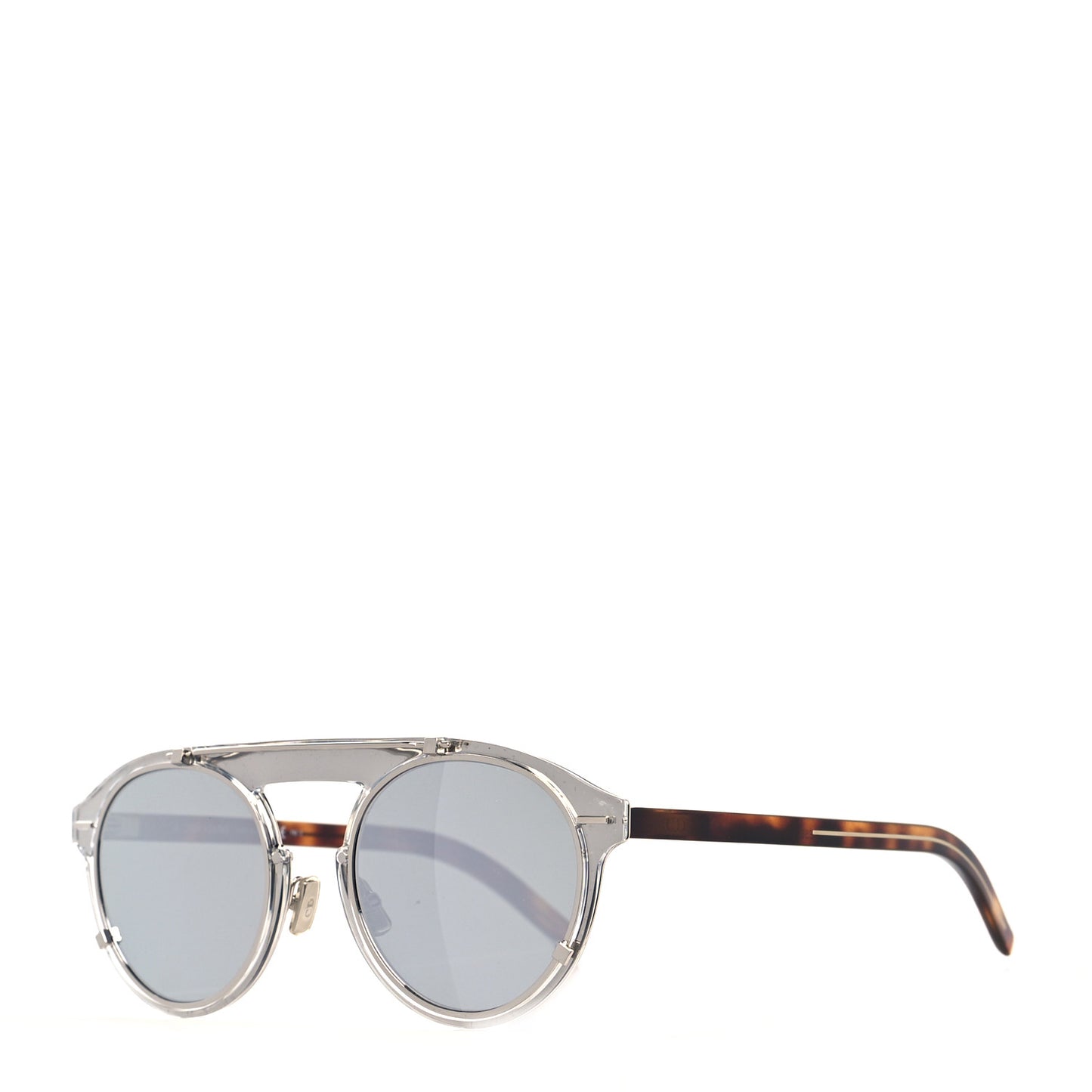 Round Genese Sunglasses Silver Tortoise