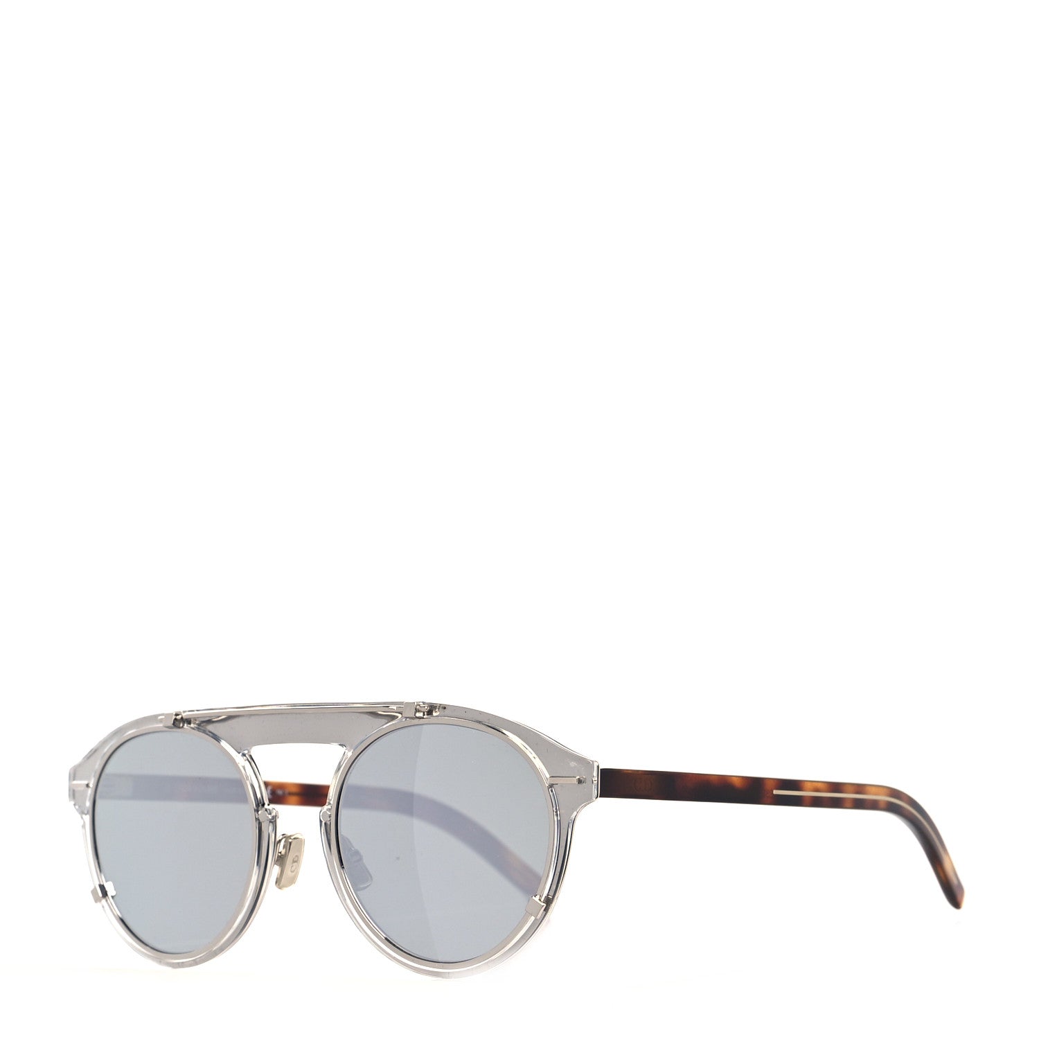 Christian Dior Round Genese Sunglasses Silver Tortoise 1 of 7