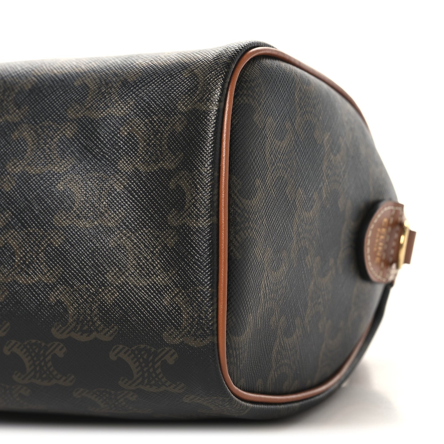 Triomphe Canvas Calfskin Small Boston Bag Tan