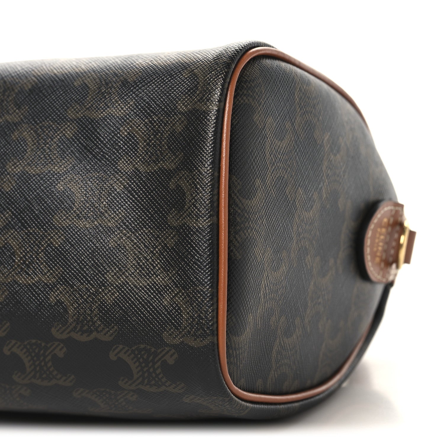 Celine Triomphe Canvas Calfskin Small Boston Bag Tan 9 of 10