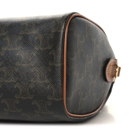 Celine Triomphe Canvas Calfskin Small Boston Bag Tan 9 of 10