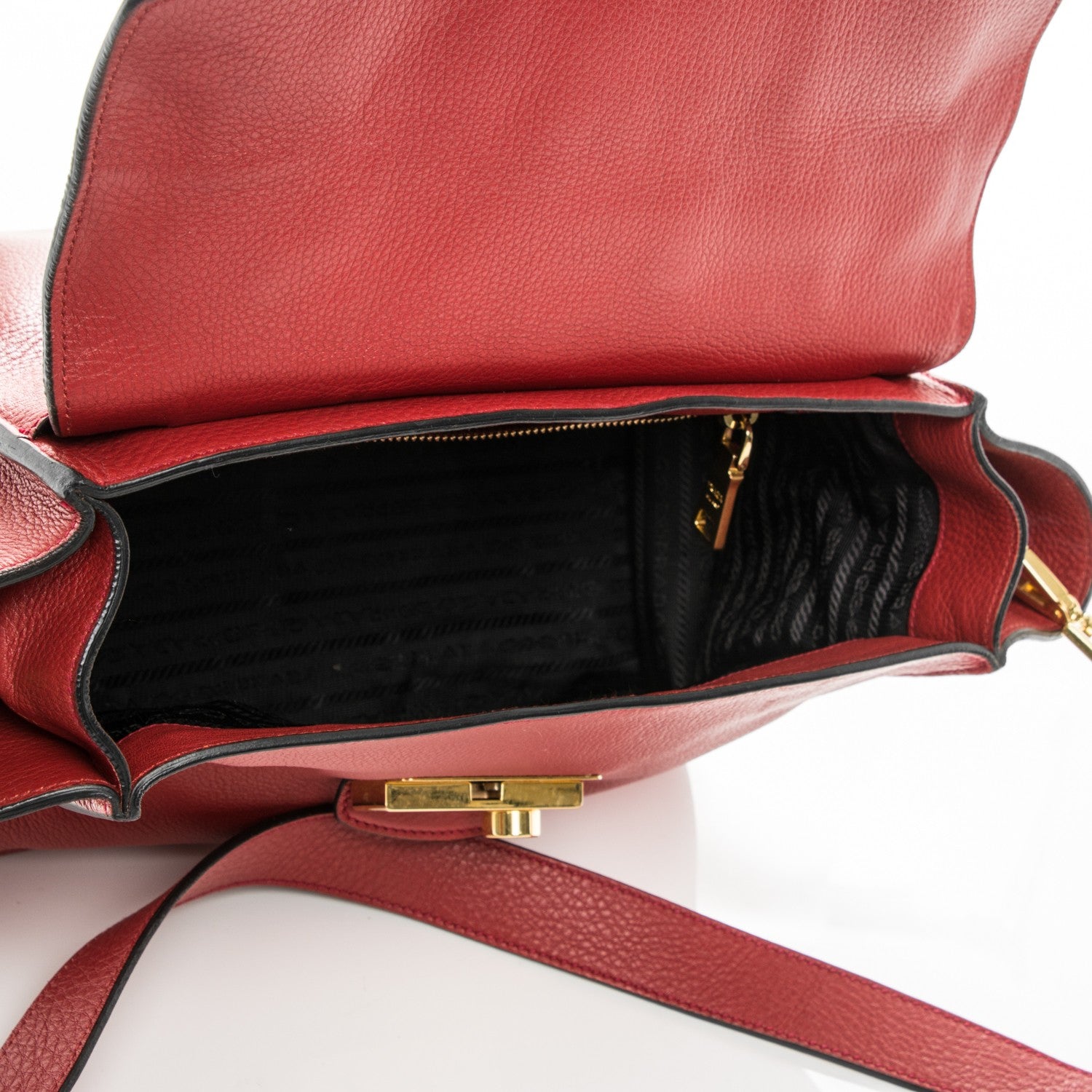 Prada Vitello Daino Sound Twin Pocket Satchel Rosso 5 of 11