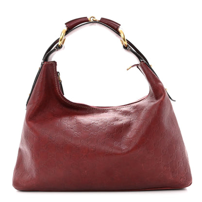 Gucci Guccissima Medium Horsebit Chain Hobo Red 1 of 12