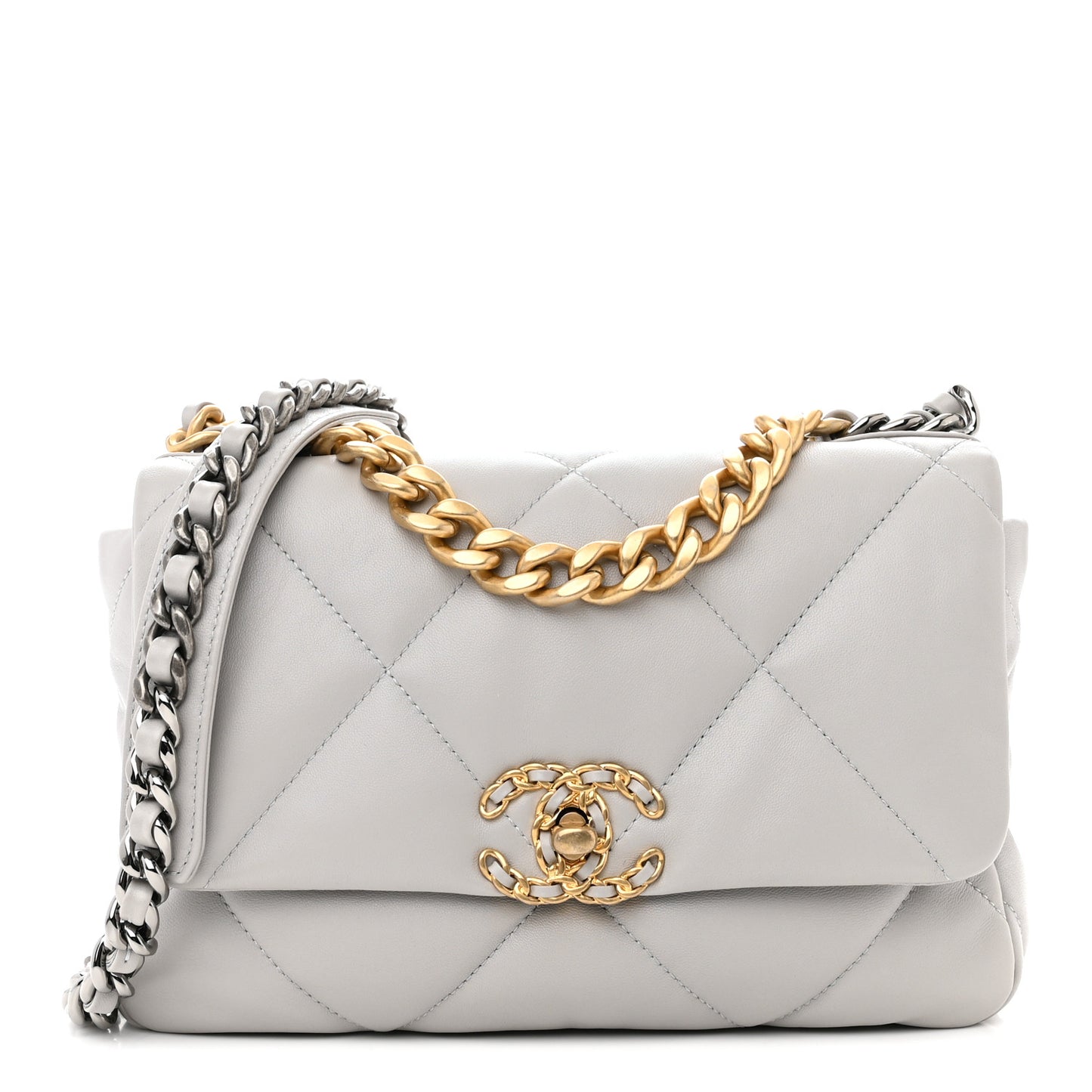 Lambskin Quilted Medium Chanel 19 Flap Grey