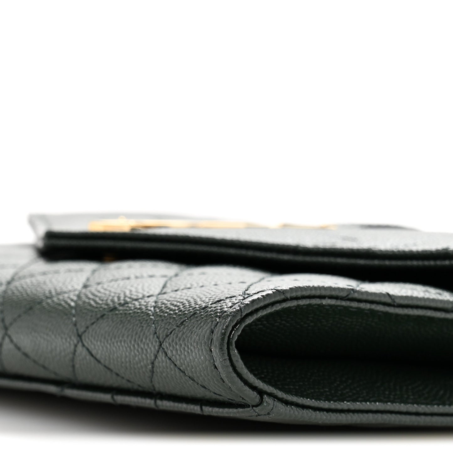 Grain De Poudre Textured Mixed Matelasse Triquilt Monogram Clutch Vert Fonce