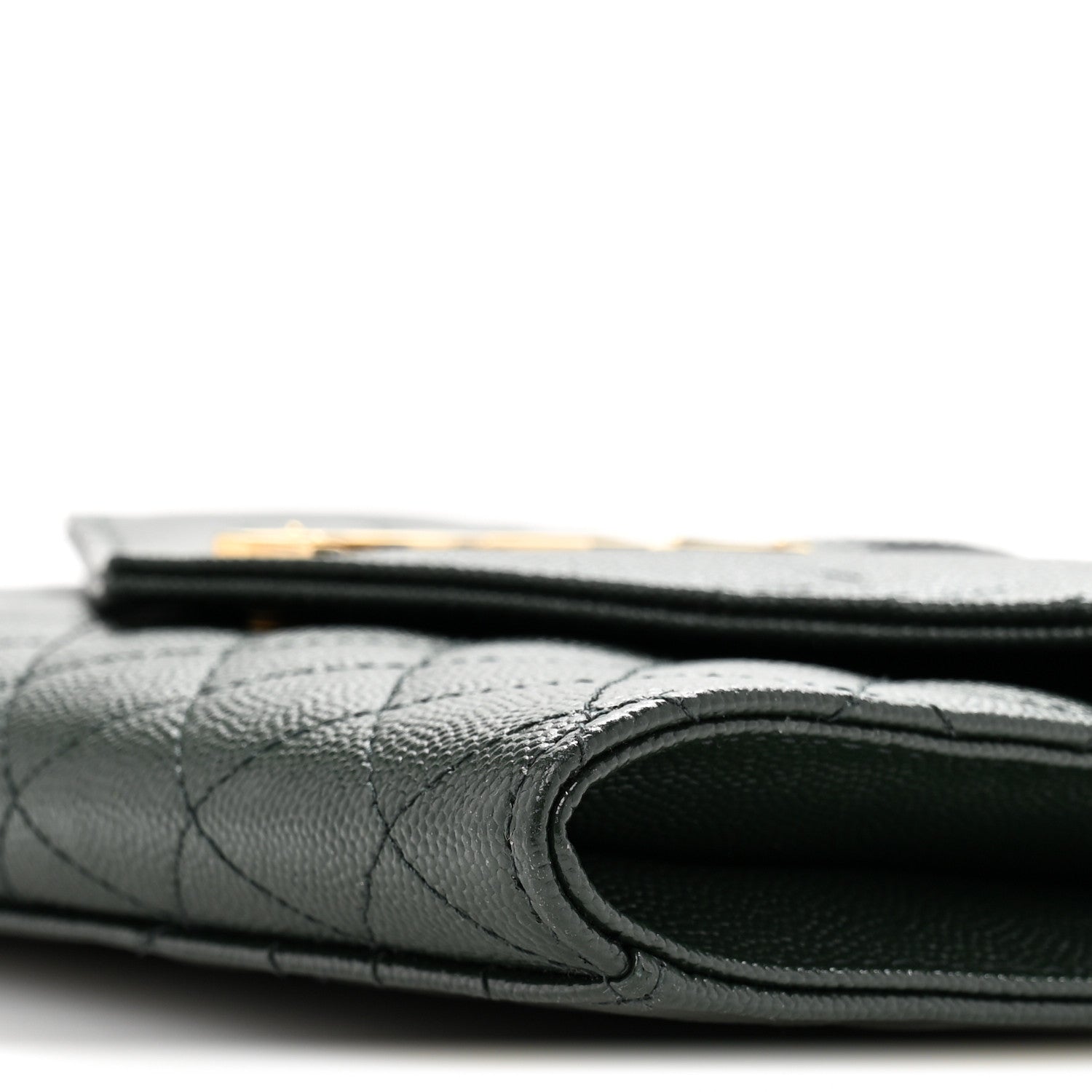 Saint Laurent Grain De Poudre Textured Mixed Matelasse Triquilt Monogram Clutch Vert Fonce 10 of 13