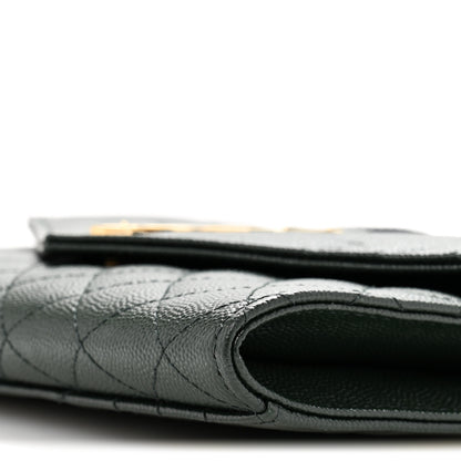 Saint Laurent Grain De Poudre Textured Mixed Matelasse Triquilt Monogram Clutch Vert Fonce 10 of 13