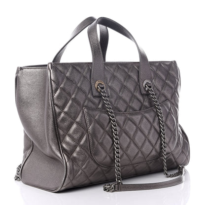 Chanel Metallic Grained Calfskin Quilted Large Casual Pocket Tote Silver 2 of 8