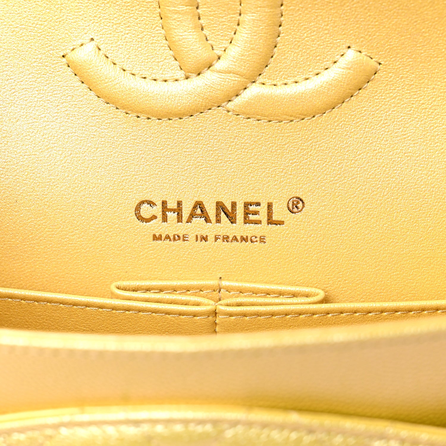 Chanel Iridescent Caviar Quilted Medium Double Flap Yellow 6 of 9