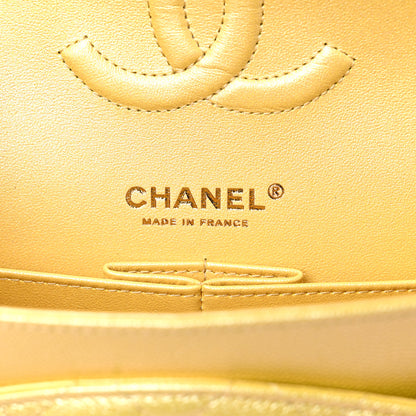 Chanel Iridescent Caviar Quilted Medium Double Flap Yellow 6 of 9