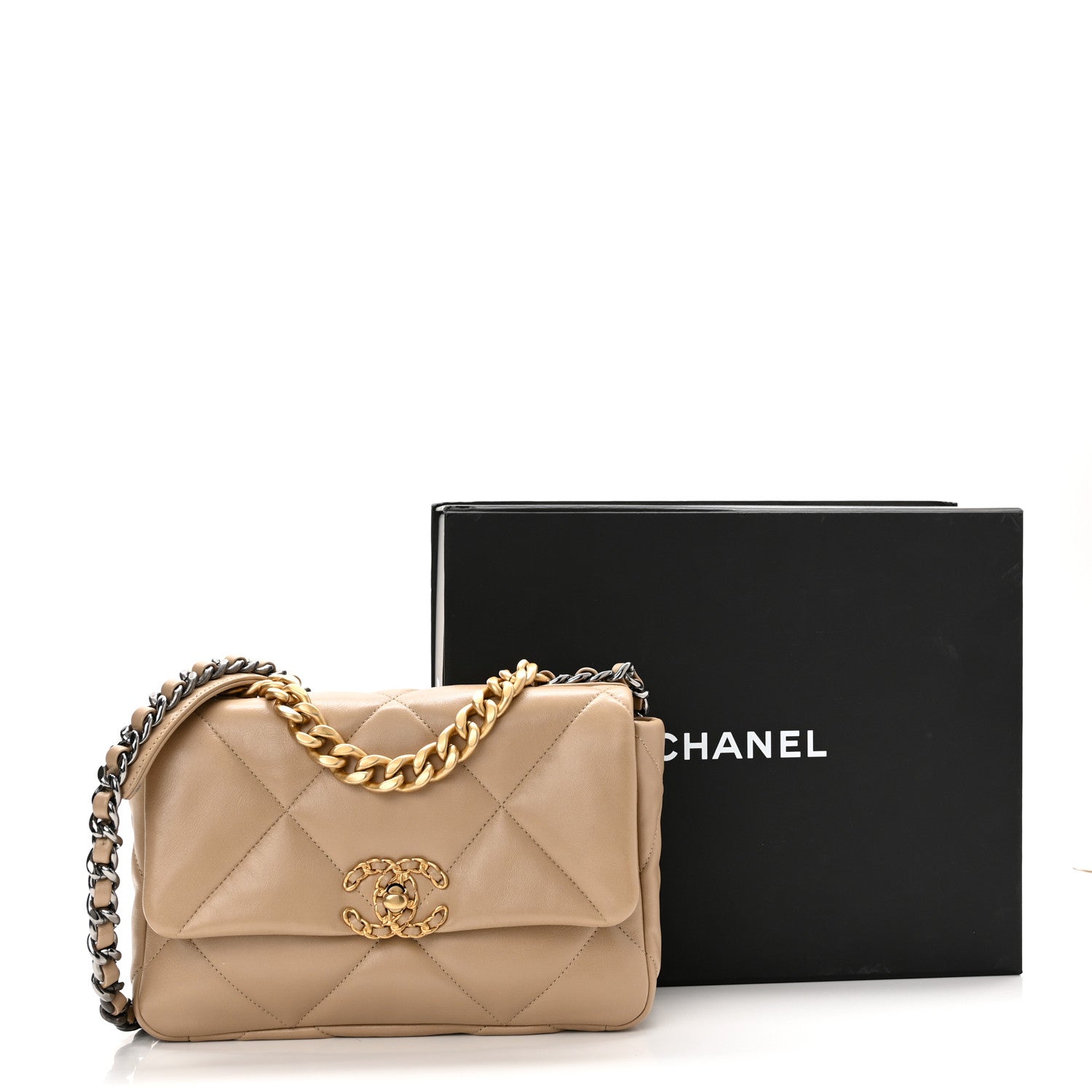 Chanel Lambskin Quilted Medium Chanel 19 Flap Dark Beige 10 of 10