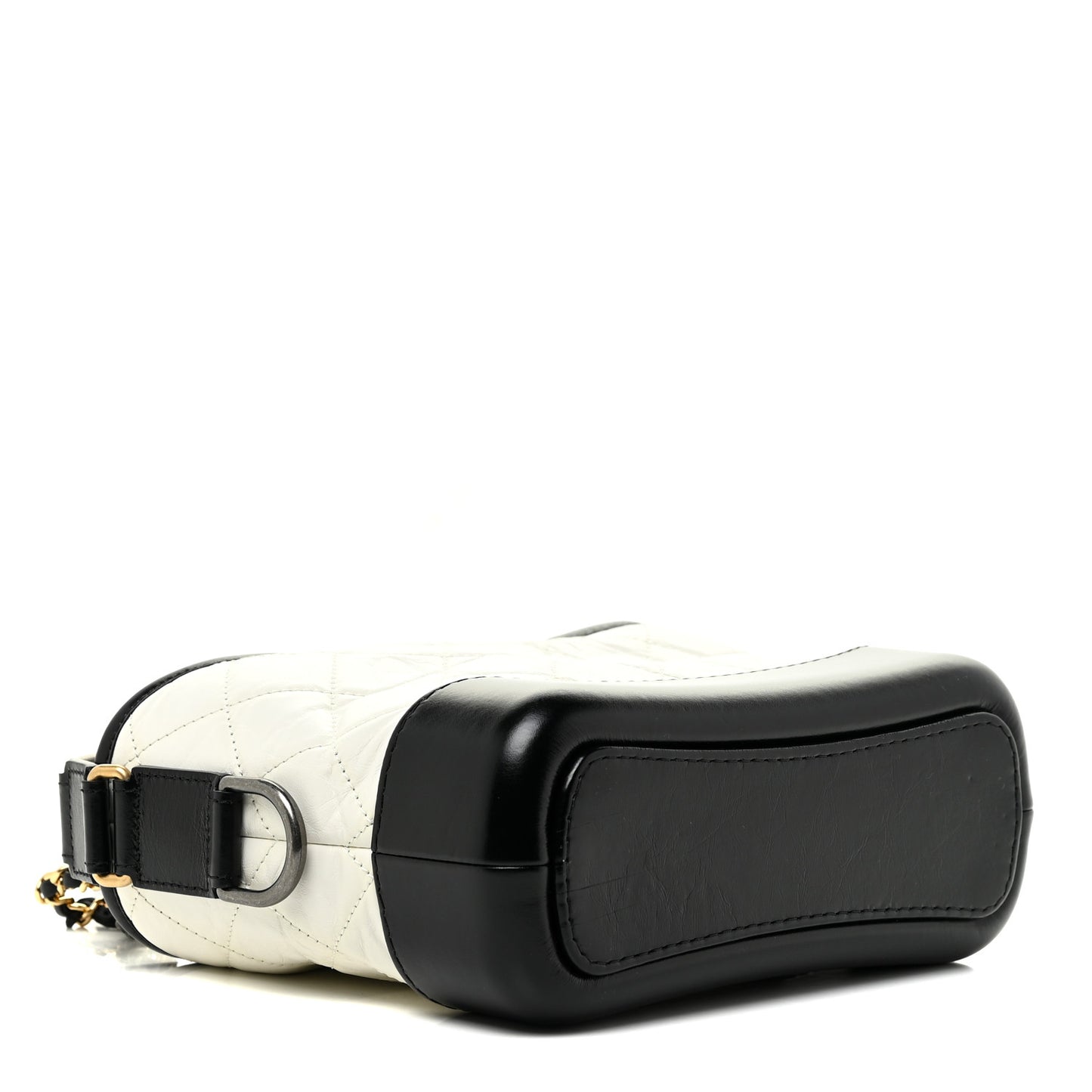 Aged Calfskin Quilted Small Gabrielle Hobo Black White