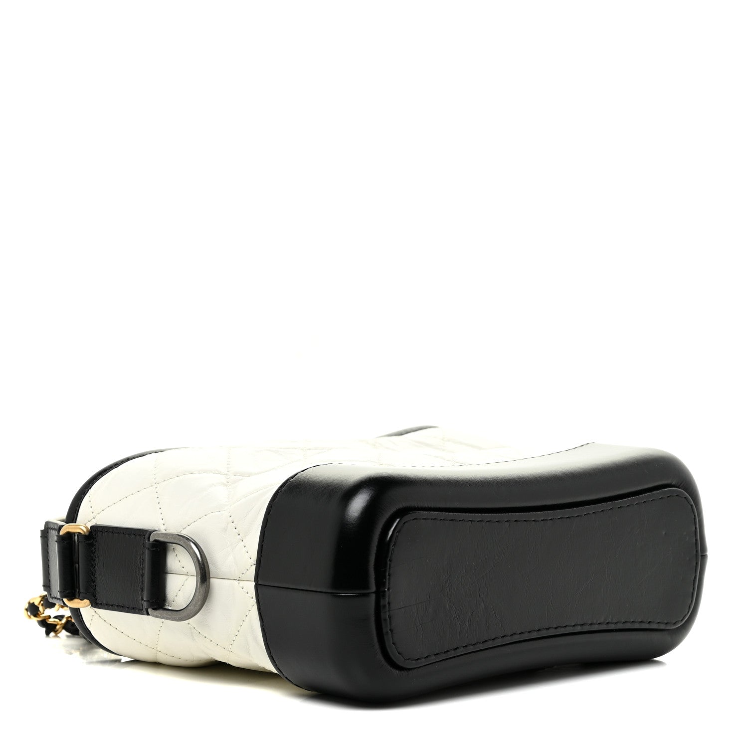 Chanel Aged Calfskin Quilted Small Gabrielle Hobo Black White 3 of 14