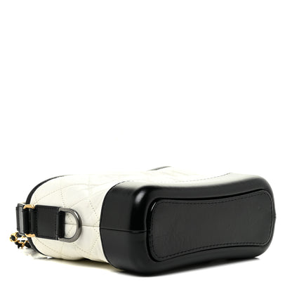 Chanel Aged Calfskin Quilted Small Gabrielle Hobo Black White 3 of 14