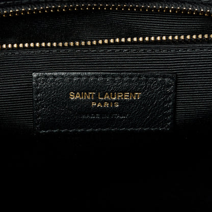 Saint Laurent Grain De Poudre Textured Mixed Matelasse Large Triquilt Monogram Satchel Black 7 of 11