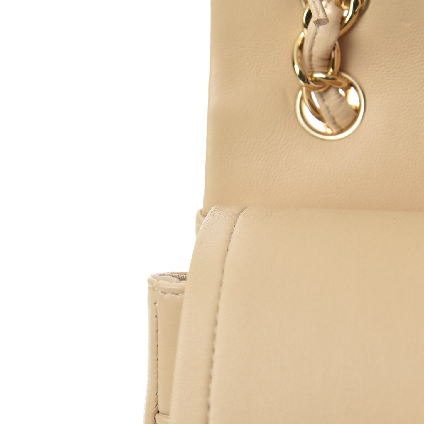 Lambskin Quilted Jumbo Double Flap Beige Clair