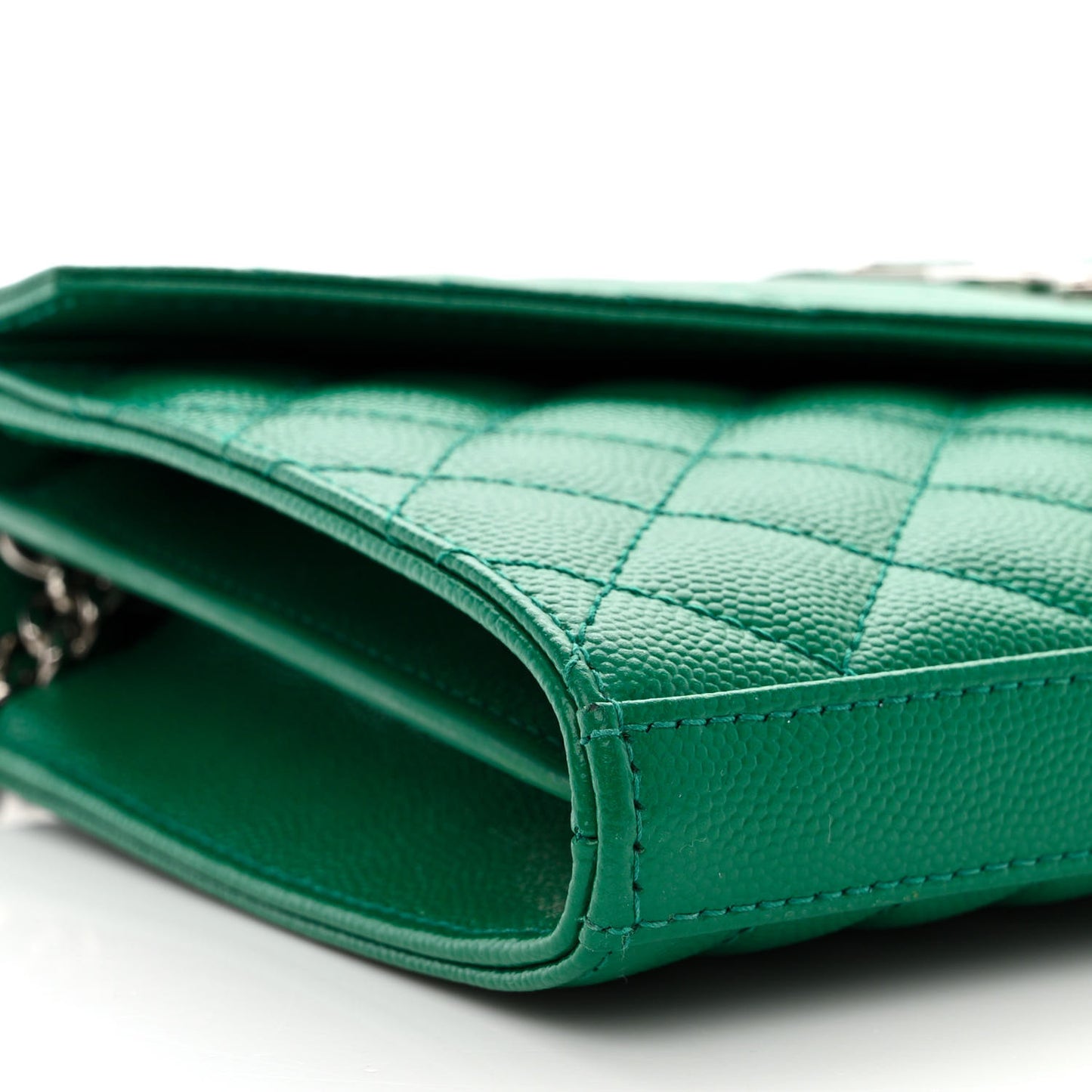 Grain De Poudre Mixed Matelasse Triquilt Monogram Chain Wallet Green Field