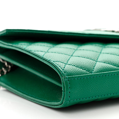 Saint Laurent Grain De Poudre Mixed Matelasse Triquilt Monogram Chain Wallet Green Field 8 of 10