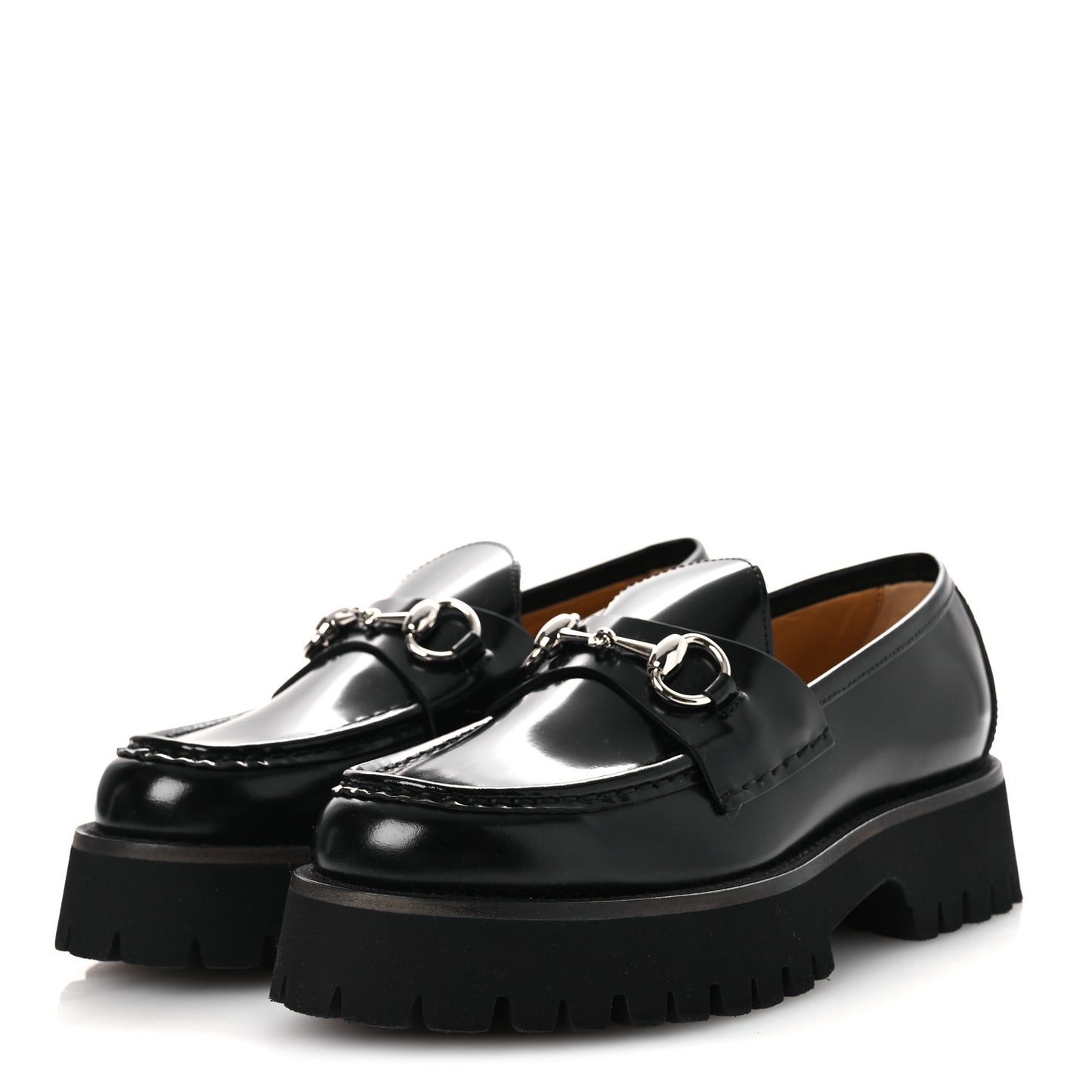 Cordovan Lux Womens Horsebit 45mm Platform Loafers 37.5 Black