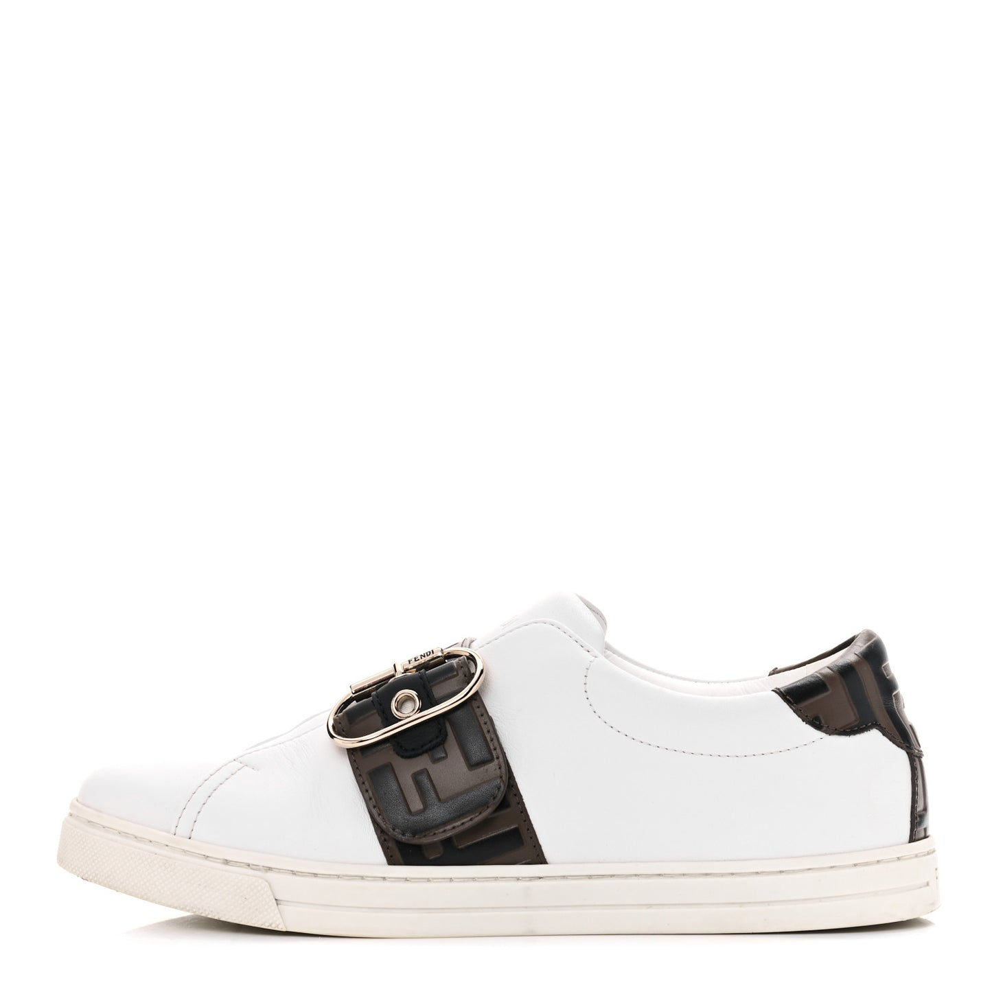 Vitello FF Embossed Womens Slip On Sneakers 38.5 Ultra White Maya Black