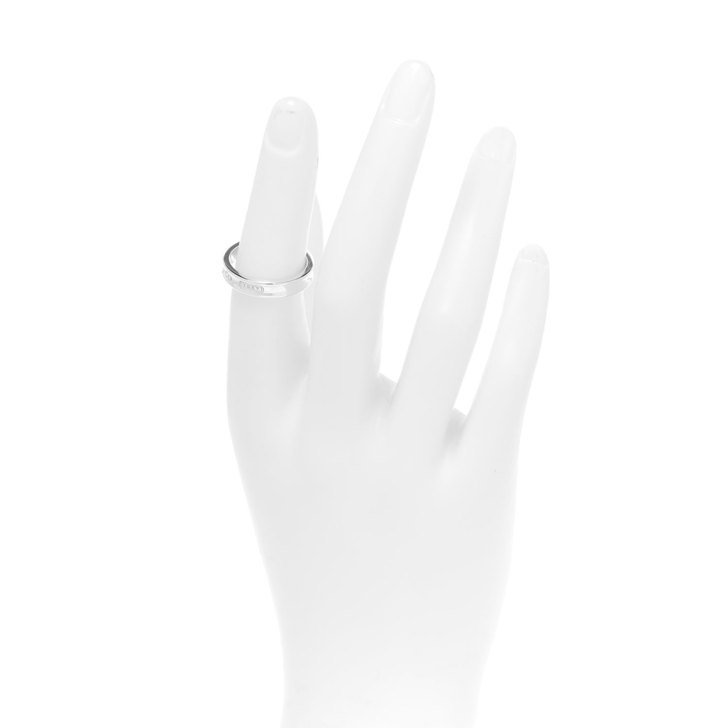 Tiffany Sterling Silver Narrow 1837 Band Ring 52 6 2 of 4