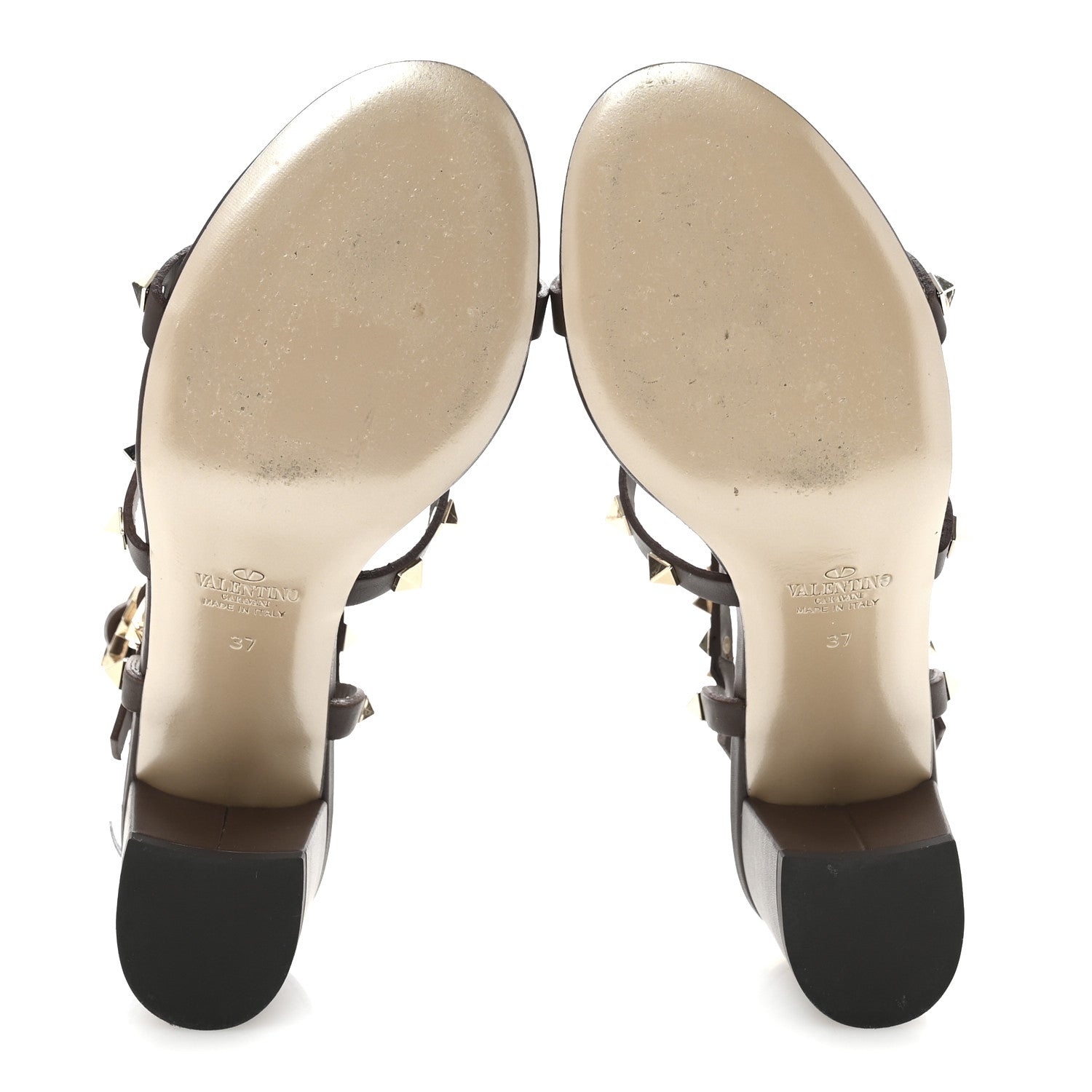 Valentino Garavani Calfskin Rockstud 60mm City Sandals 37 Dark Brown 6 of 11
