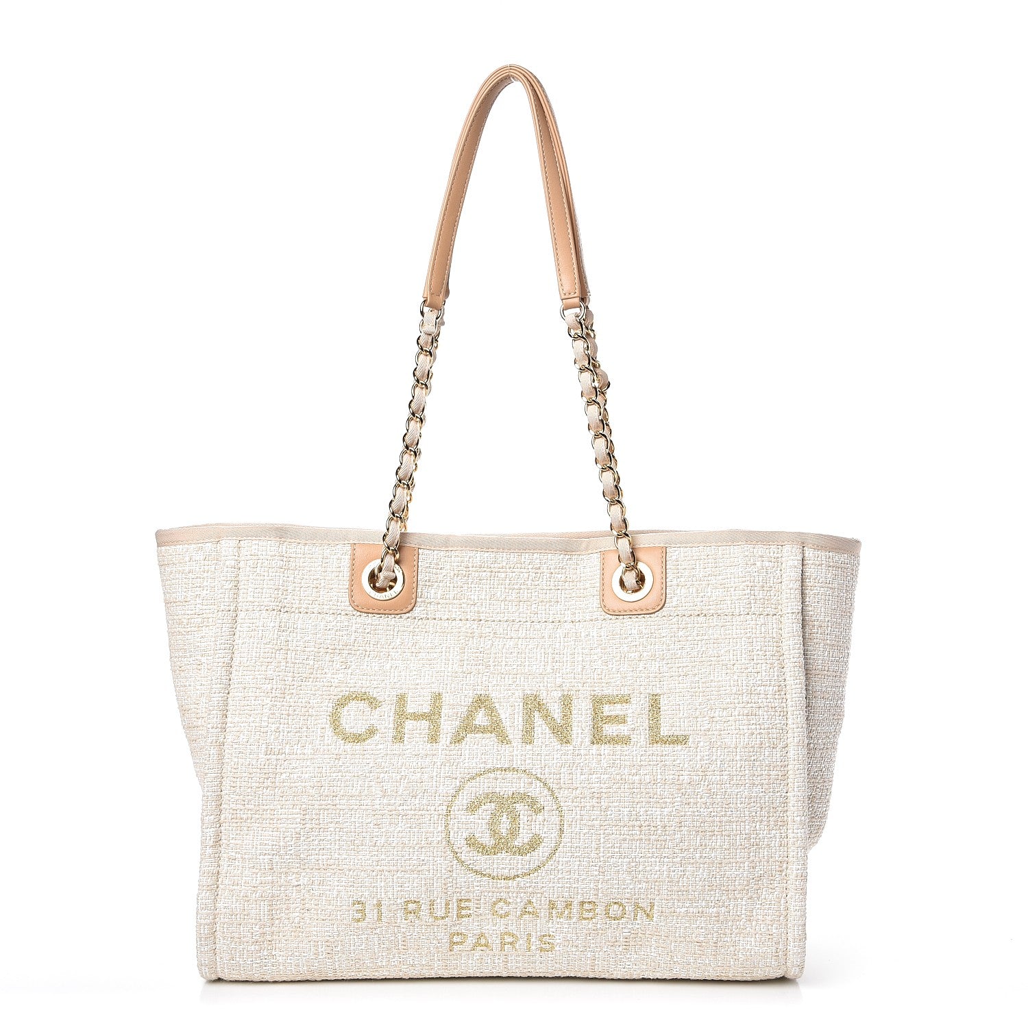 Chanel Woven Straw Raffia Small Deauville Tote Light Beige 1 of 7