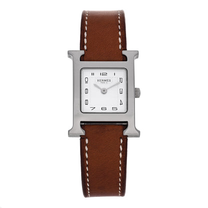 Hermes Stainless Steel Barenia 21mm Heure H Hour Quartz Watch Fauve 1 of 5