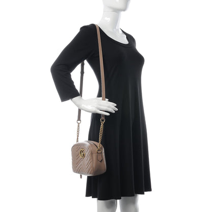Gucci Calfskin Matelasse Small GG Marmont Chain Shoulder Bag Porcelain Rose 2 of 8