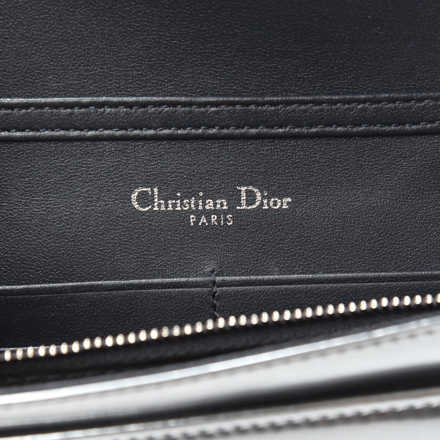 Christian Dior Metallic Patent Micro-Cannage Diorama Wallet on Chain Pouch Silver 6 of 8