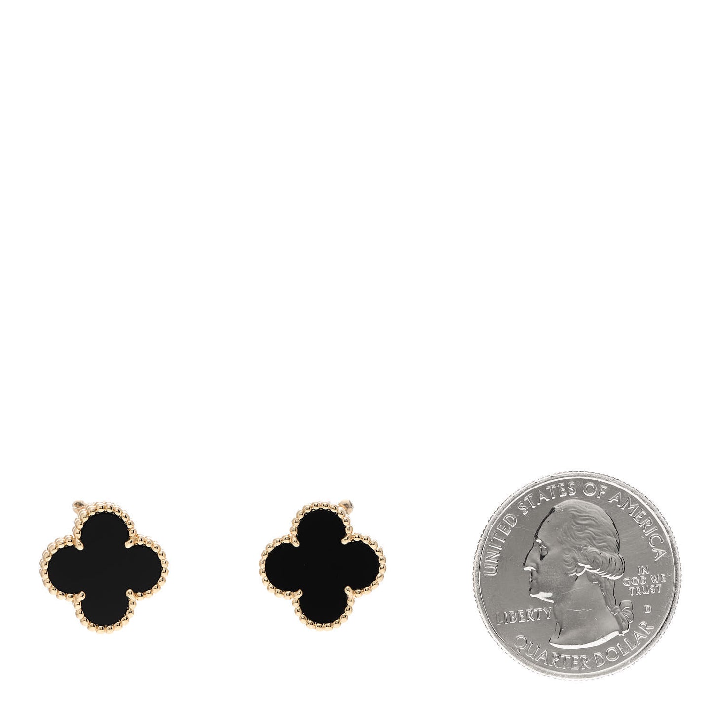 18K Yellow Gold Black Onyx Vintage Alhambra Earrings