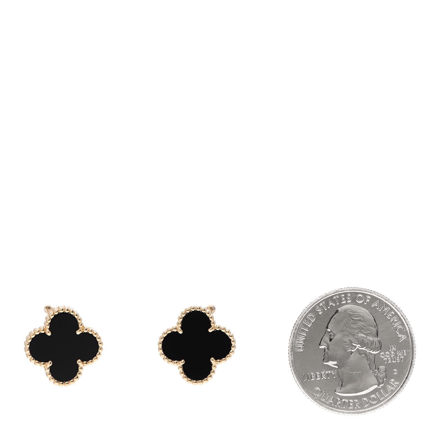 Van Cleef & Arpels 18K Yellow Gold Black Onyx Vintage Alhambra Earrings 2 of 5