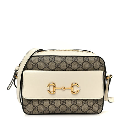 Gucci GG Supreme Monogram Small Horsebit 1955 Shoulder Bag Beige Mystic White 1 of 11