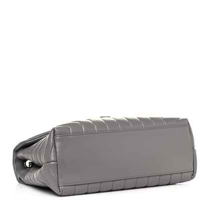 Saint Laurent Calfskin Y Quilted Monogram Medium Loulou Chain Satchel Light Gray 4 of 13