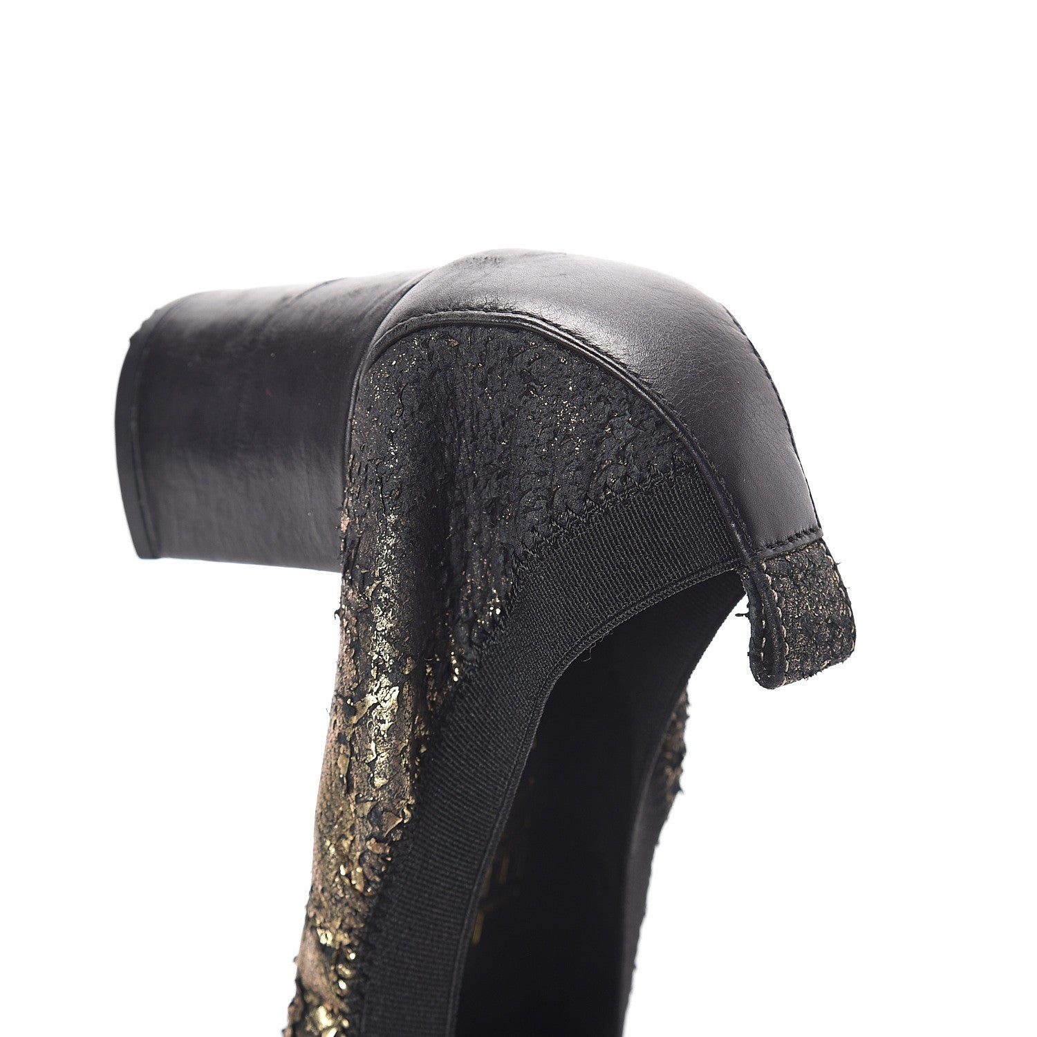 Chanel Metallic Lambskin Cap Toe CC Elastic Stretch Pumps 38.5 Black 9 of 13